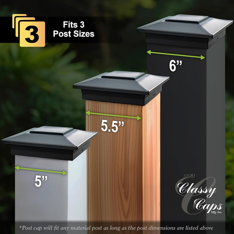 Classy Caps NSX66B 6x6 Aluminum Post Cap - Black fits 5"x5", 5.5"X5.5" & 6"X6", Heavy Duty Cast Aluminum, Ideal for Fence, Deck or Posts - Image 3